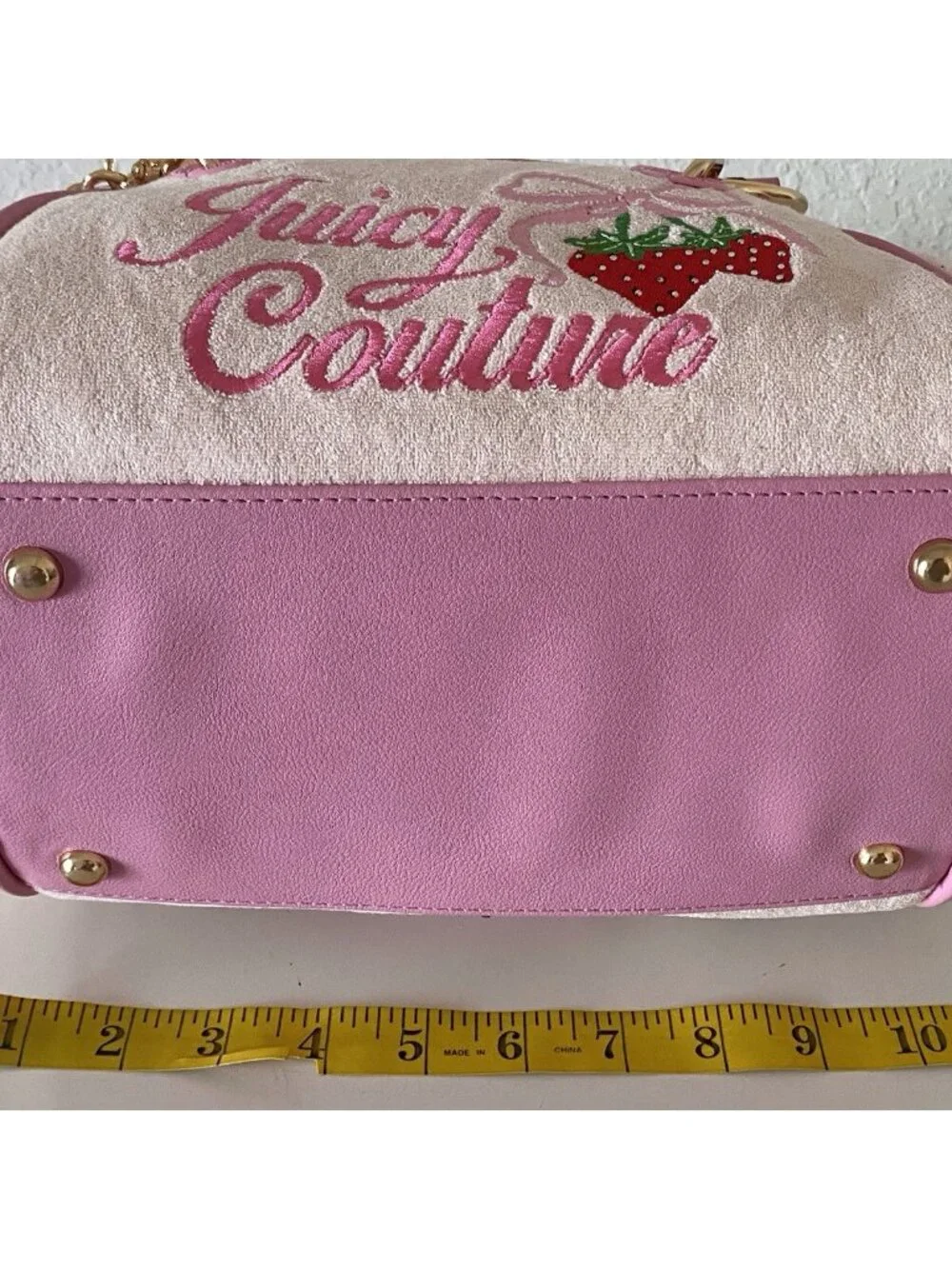 Juicy Couture Retro Strawberry Powder‎ Blush Bowler Satchel Bag W/Pouch NEW